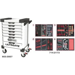 Servante ULTIMATE blanche 7 tiroirs équipée de 173 | Rangement atelier