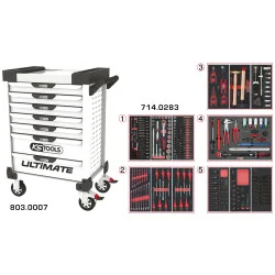 Servante ULTIMATE blanche 7 tiroirs équipée de 283 | Rangement atelier