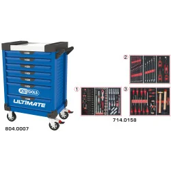 Servante ULTIMATE bleue 7 tiroirs équipée de 158 | Rangement atelier |