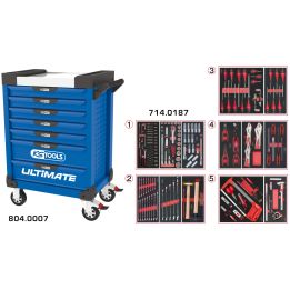 Servante ULTIMATE bleue 7 tiroirs équipée de 187 | Rangement atelier |