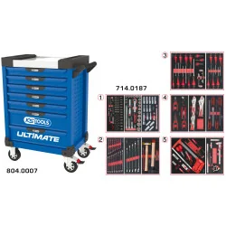 Servante ULTIMATE bleue 7 tiroirs équipée de 187 | Rangement atelier |