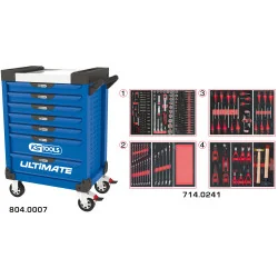 Servante ULTIMATE bleue 7 tiroirs équipée de 241 | Rangement atelier |