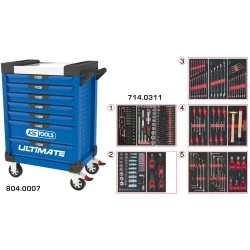 Servante ULTIMATE bleue 7 tiroirs équipée de 311 | Rangement atelier |