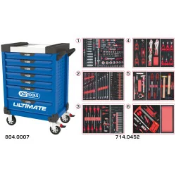 Servante ULTIMATE bleue 7 tiroirs équipée de 455 | Rangement atelier |