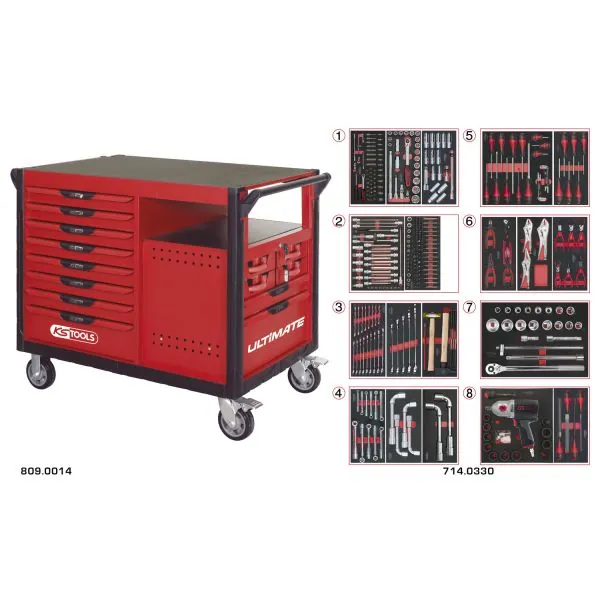 Servante 14 tiroirs équipée de 354 outils KSTOOLS | Rangement atelier