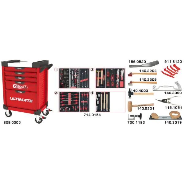 Servante ULTIMATE 5 tiroirs avec composition pour la | Rangement ateli