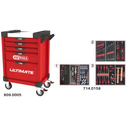 Servante ULTIMATE rouge 5 tiroirs équipée de 158 | Rangement atelier |