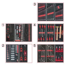 Servante ULTIMATE rouge 5 tiroirs équipée de 311 | Rangement atelier |