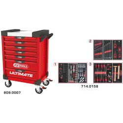 Servante ULTIMATE rouge 7 tiroirs équipée de 158 | Rangement atelier |