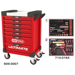 Servante ULTIMATE rouge 7 tiroirs équipée de 184 | Rangement atelier |