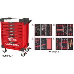 Servante ULTIMATE rouge 7 tiroirs équipée de 241 | Rangement atelier |