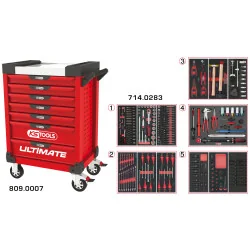 Servante ULTIMATE rouge 7 tiroirs équipée de 283 | Rangement atelier |