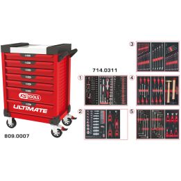 Servante ULTIMATE rouge 7 tiroirs équipée de 311 | Rangement atelier |