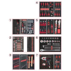 Servante ULTIMATE rouge 7 tiroirs équipée de 337 | Rangement atelier |