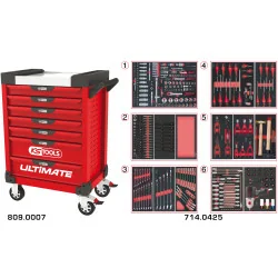 Servante ULTIMATE rouge 7 tiroirs équipée de 429 | Rangement atelier |