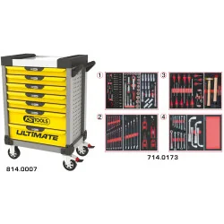 Servante ULTIMATE grise et jaune 7 tiroirs équipée | Rangement atelier