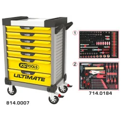 Servante ULTIMATE jaune et grise 7 tiroirs équipée | Rangement atelier