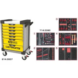 Servante ULTIMATE grise et jaune 7 tiroirs équipée | Rangement atelier
