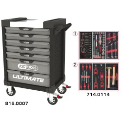Servante ULTIMATE grise et noire 7 tiroirs équipée | Rangement atelier