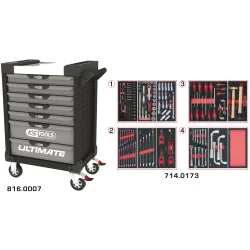Servante ULTIMATE grise et noire 7 tiroirs équipée | Rangement atelier