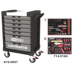 Servante ULTIMATE grise et noire 7 tiroirs équipée | Rangement atelier