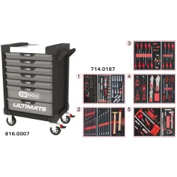 Servante ULTIMATE grise et noire 7 tiroirs équipée | Rangement atelier