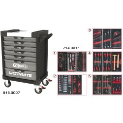Servante ULTIMATE grise et noire 7 tiroirs équipée | Rangement atelier