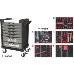 Servante ULTIMATE grise et noire 7 tiroirs équipée | Rangement atelier