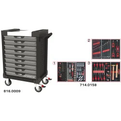 Servante ULTIMATE grise et noire 9 tiroirs équipée | Rangement atelier