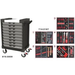Servante ULTIMATE grise et noire 9 tiroirs équipée | Rangement atelier