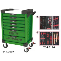 Servante ULTIMATE verte 7 tiroirs équipée de 114 | Rangement atelier |