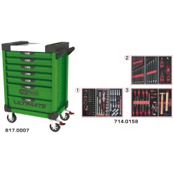 Servante ULTIMATE verte 7 tiroirs équipée de 158 | Rangement atelier |