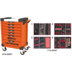 Servante ULTIMATE orange 7 tiroirs équipée de 241 | Rangement atelier