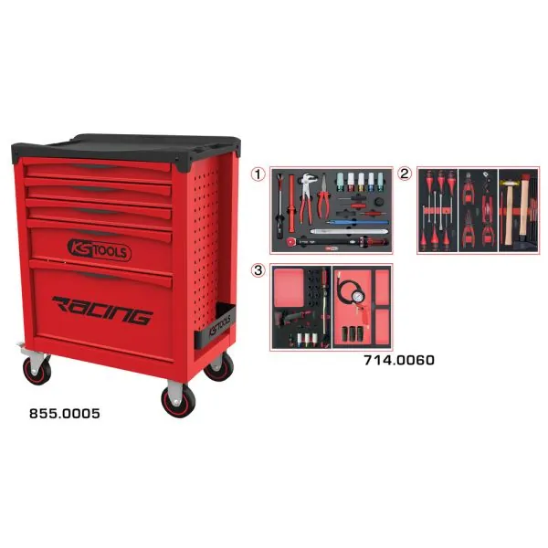 Servante RACING 5 tiroirs équipée de 60 outils | Rangement atelier | E