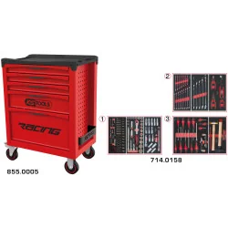 Servante RACING 5 tiroirs équipée de 158 outils | Rangement atelier |