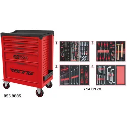 Servante RACING 5 tiroirs équipée de 173 outils | Rangement atelier |