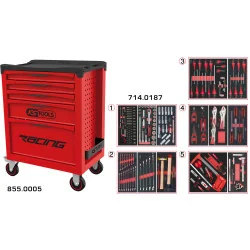 Servante RACING 5 tiroirs équipée de 187 outils | Rangement atelier |