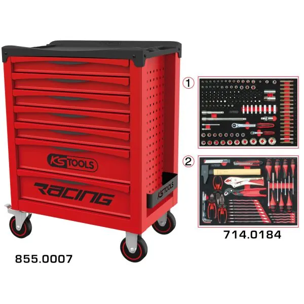 Servante RACING 7 tiroirs équipée de 184 outils | Rangement atelier |