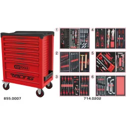 Servante RACING 7 tiroirs équipée de 202 outils | Rangement atelier |