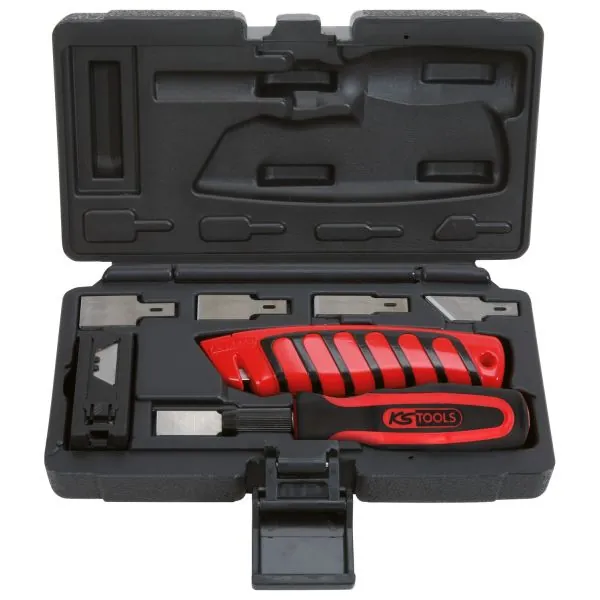 Jeu de grattoirs et cutters - 27 pcs | Rangement atelier | Ekibat
