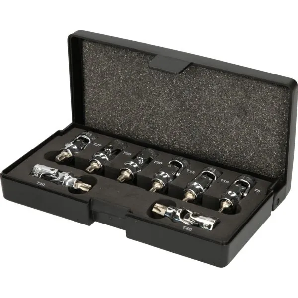 Coffret de 8 douilles tournevis articulées TORX® 1/4'' | Vis bois | Ek