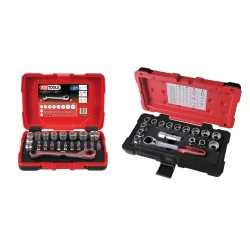 Lot de coffrets de douilles traversantes 1/4" - | Vis bois | Ekibat