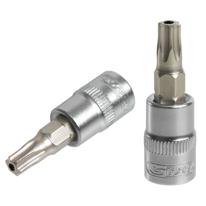 Douille tournevis ULTIMATE® TORX® percé 1/4" . L.37 | Vis bois | Ekiba