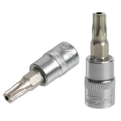 Douille tournevis ULTIMATE® TORX® percé 1/4" . L.37 | Vis bois | Ekiba