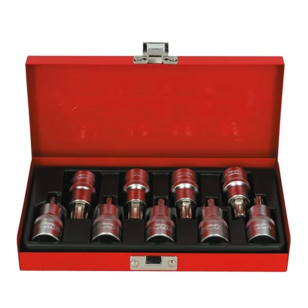 Coffret de 9 douilles tournevis TORX® percé 1/2" | Vis bois | Ekibat
