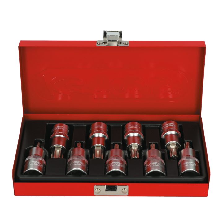 Coffret de 9 douilles tournevis TORX® percé 1/2" | Vis bois | Ekibat