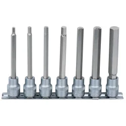 Rail de 7 douilles tournevis longues 6 pans | Vis bois | Ekibat
