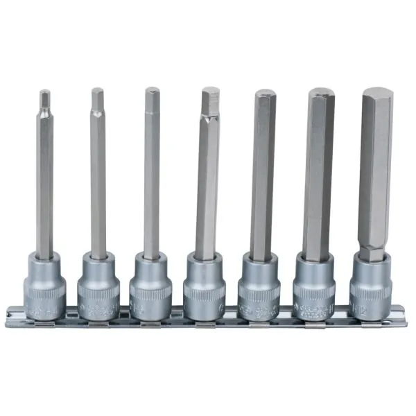 Rail de 7 douilles tournevis longues 6 pans | Vis bois | Ekibat