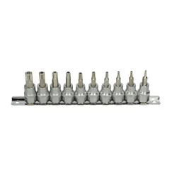 Rail de 10 douilles tournevis ULTIMATE® TORX® percé | Vis bois | Ekiba