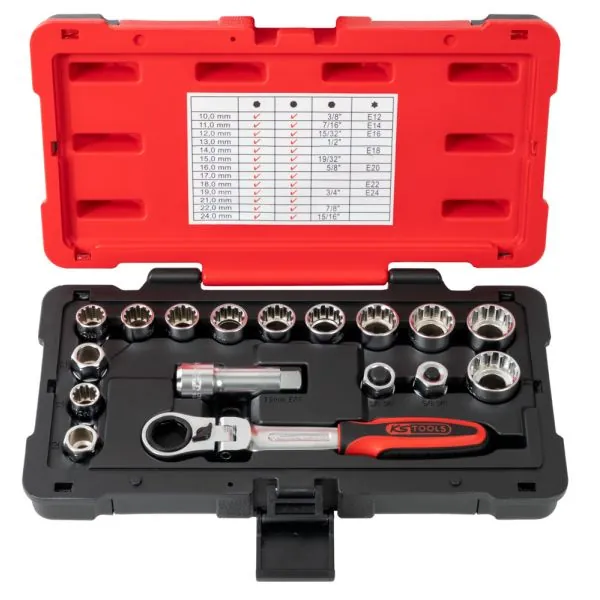 Coffret de douilles traversantes TRIPLEplus® 3/8" - 1/2" | Vis métal &